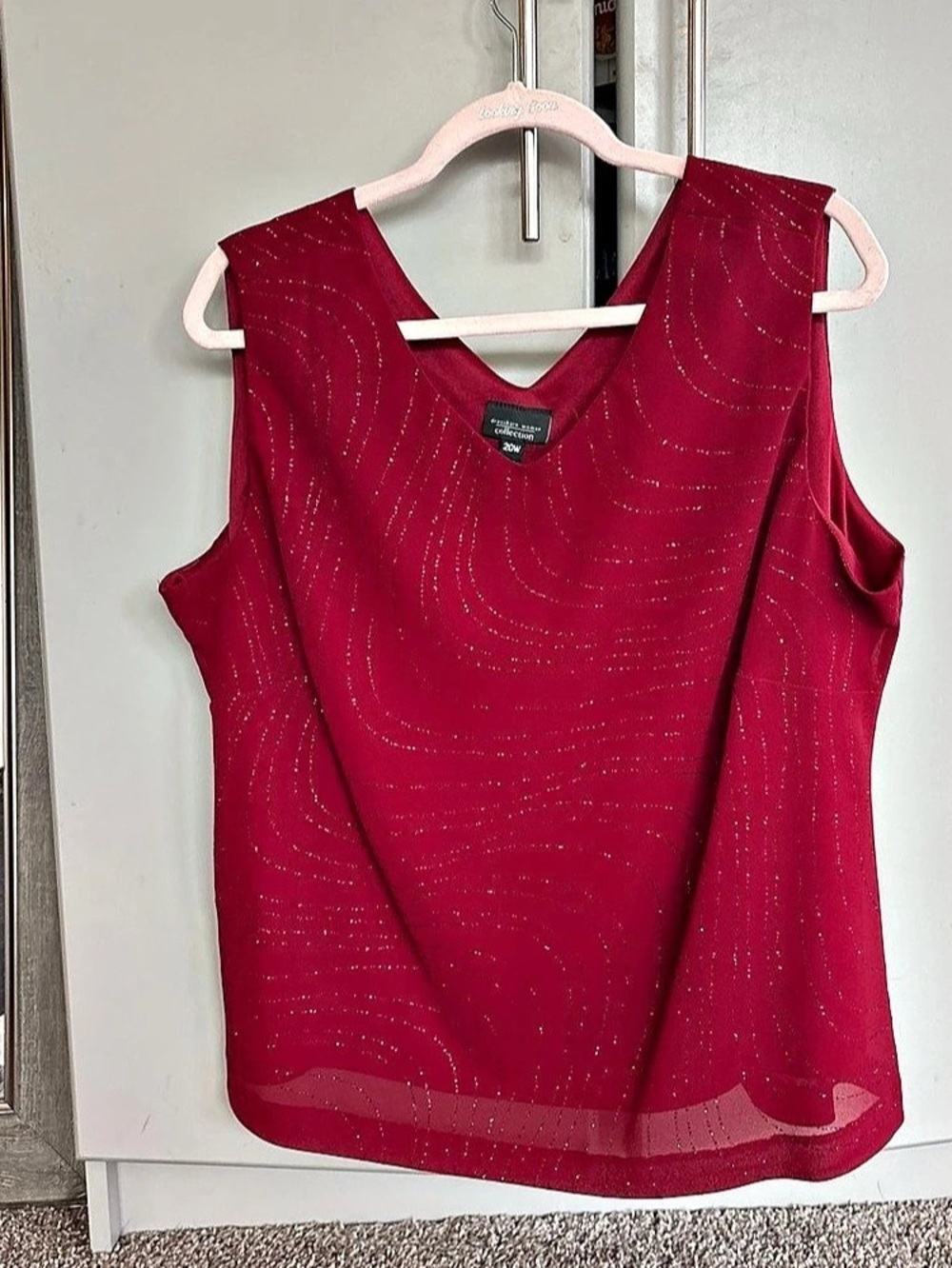 Dressbarn Collection Women's Geometric Sleeveless Top in Red Size 20W